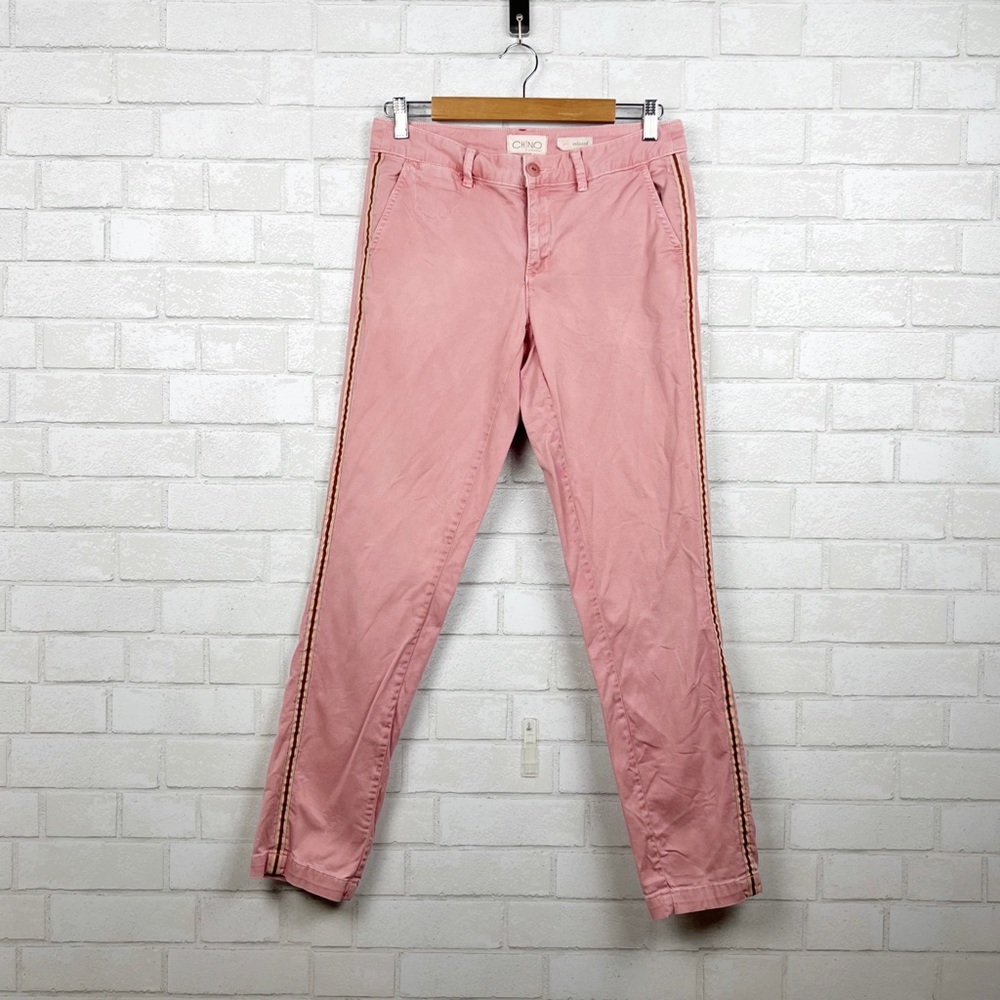 Anthropologie Relaxed Striped Chino Women's Pants in Pink Size 27